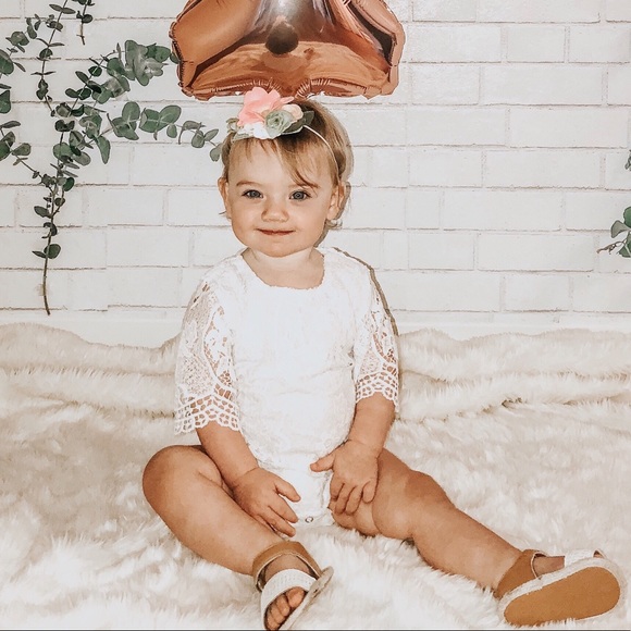 baby girl white lace romper
